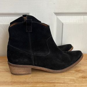 Madewell The Barnwood 1937 Western Black Suede Bootie size 8 leather upper
